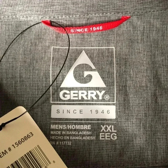 Gerry NWT Men's Short Sleeve Grey Quick Dry Tech Woven Shirt | Size XXL - Picture 7 of 9